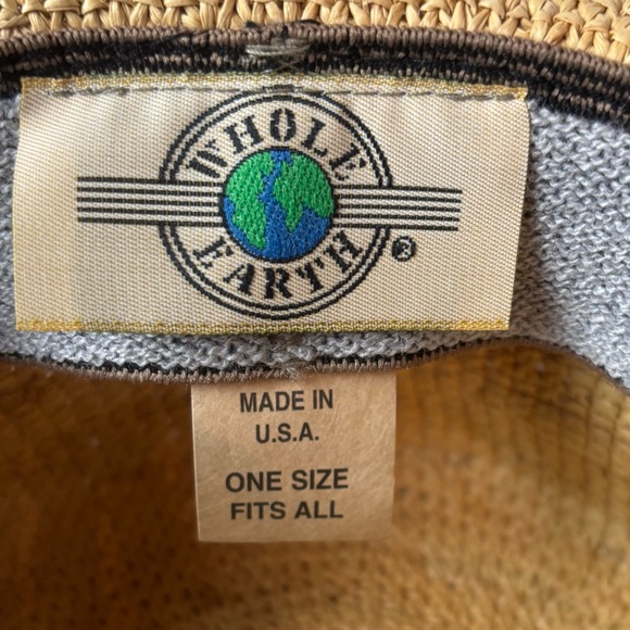 Vintage Whole Earth Crochet Raffia Straw Sun Hat Upturned Brim Tan Women’s - Picture 6 of 7